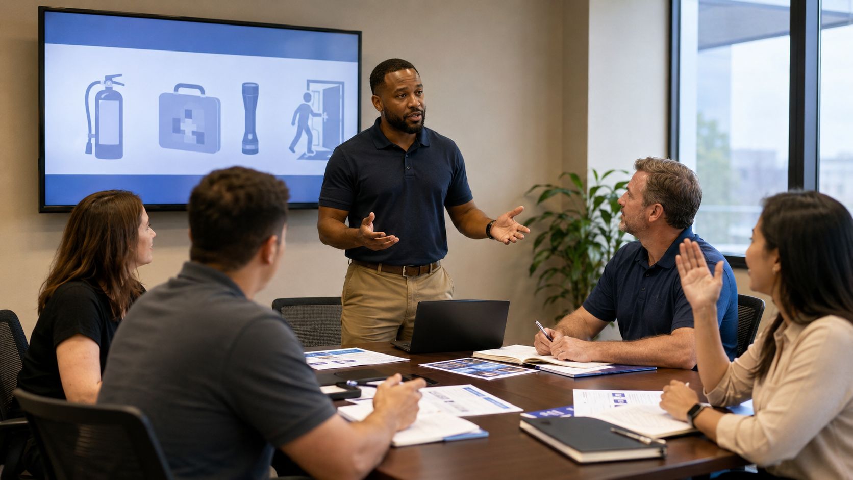 Instructor leading an emergency preparedness discussion