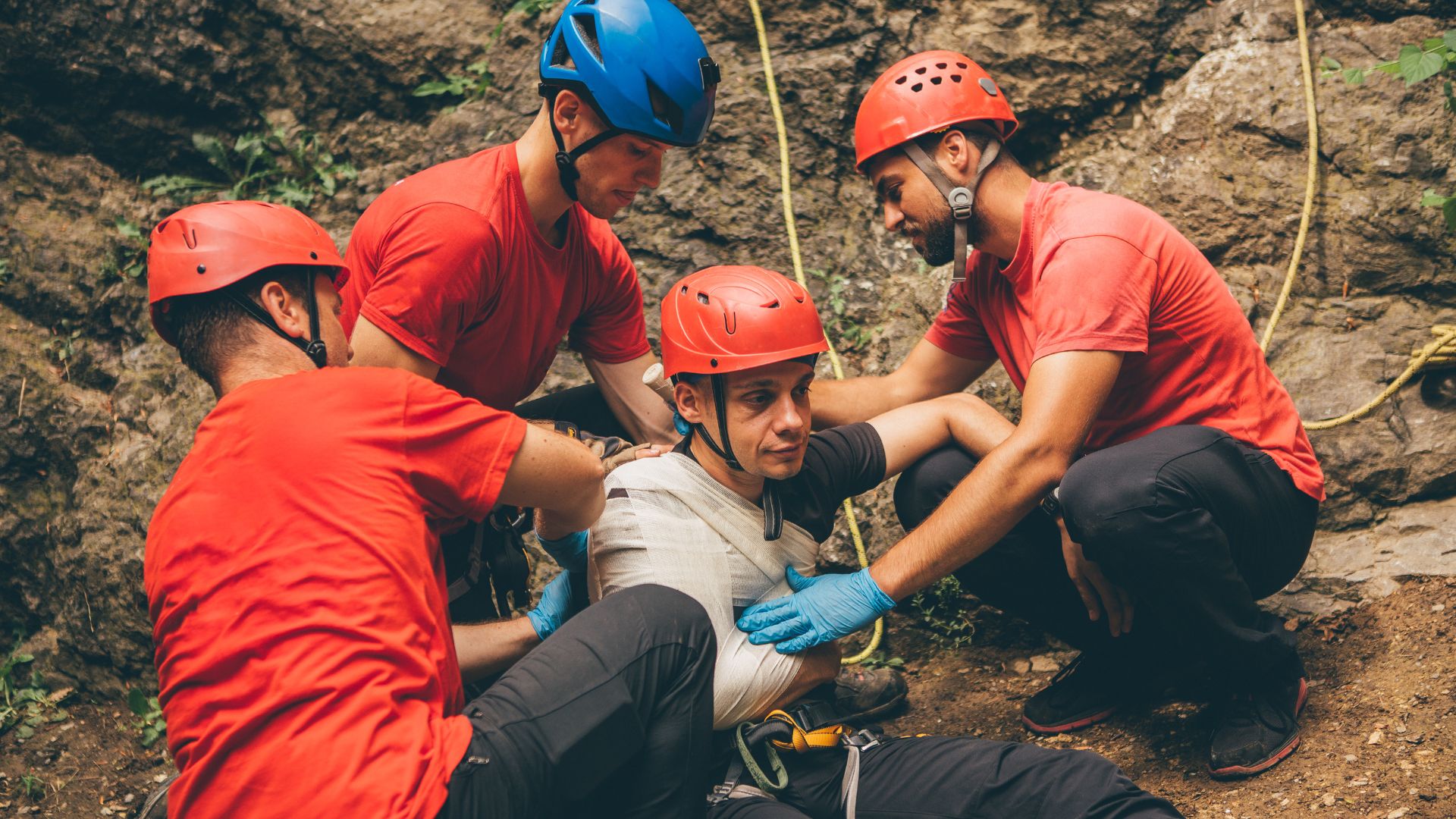 Hands-on Red Cross first aid practice in class
